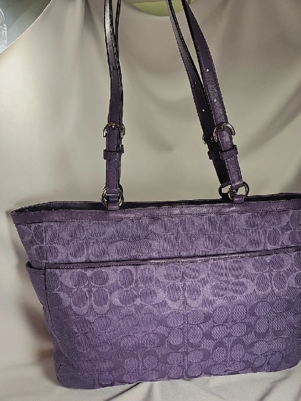 Coach Purple Signature Tote with Matching Wallet and Checkbook Cover - Picture 2 of 16